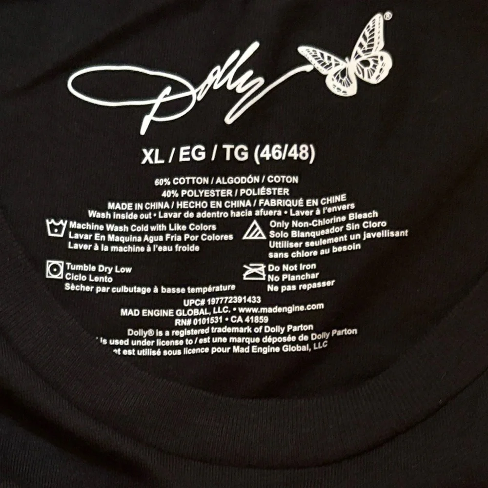 NWT Dolly Parton Nashville Black Tee Shirt XL - Picture 4 of 6